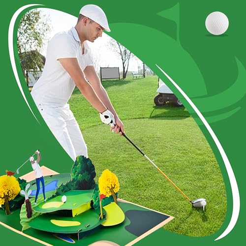 3D Pop Up Interesting Cards for men - Golf theme Greeting Card - color: Golf course
