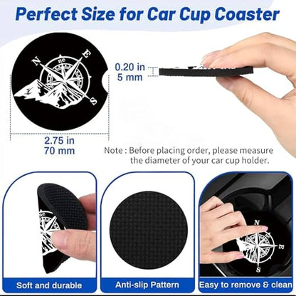 2Pack Blue Rose Car Cup Holder Coaster Neoprene Car Coasters - color: Blue Rose