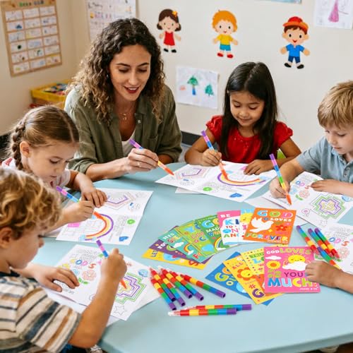 BenLouis 60Pcs Bible Verses Mini Coloring Books Bulk for Kids Party Favors - style: Bible