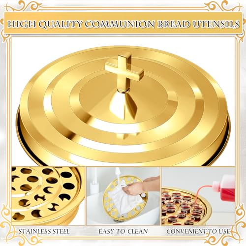 Zhehao 1 Set Communion Tray for Churches with Lid, Golden - color: Golden