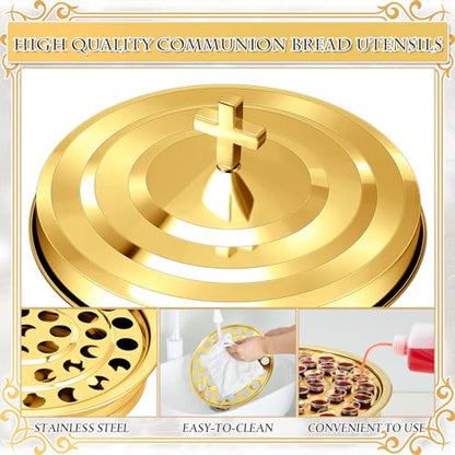 Zhehao 1 Set Communion Tray for Churches with Lid, Golden - color: Golden