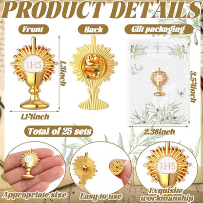 Yinkin 24 Pcs Catholic Pins Gold First Communion Lapel Pins - style: Ihs
