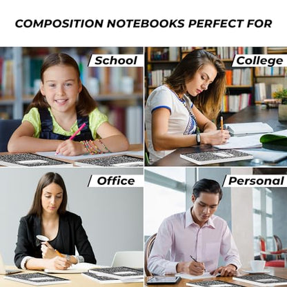 Rosmonde 2000 Pack Composition Notebooks Bulk, College Ruled, Black Marble - size: 2000 Pack | Full Pallet, style: Black Marble