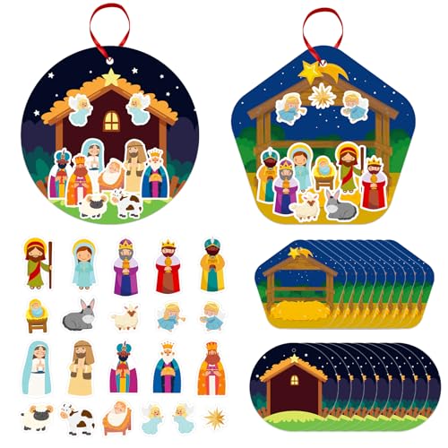 FaCraft Christmas Crafts Sticker for Kids 24pcs Make a Nativity Scene Craft - color: C-24pcs