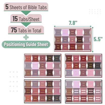 Mr. Pen- Bible Tabs, 75 pcs, Earth Tone, Gold Foil Embossed Lettering - color: Earth Tone