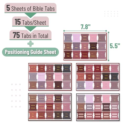 Mr. Pen- Bible Tabs, 75 pcs, Earth Tone, Gold Foil Embossed Lettering - color: Earth Tone