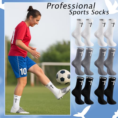 Chicingyou Christian Cross Socks for Men Youth, Us Size 6-12 - color: White, Black，grey