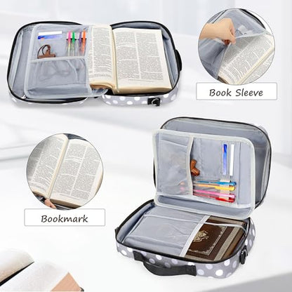 LUXJA Bible Bag with Detachable Pen Holder and Shoulder Strap