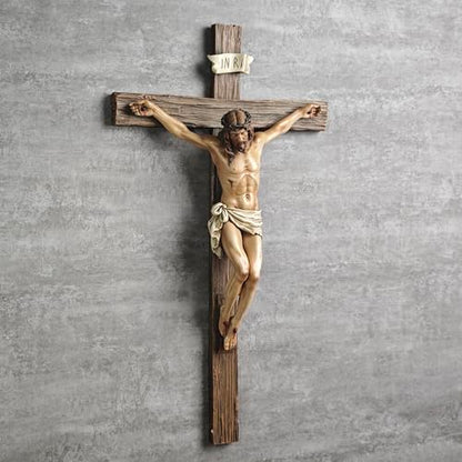 BC Catholic Crucifix Wall Cross, 20.75"H Large Jesus Cross for Wall - size: 20.8"L x 11.5"W