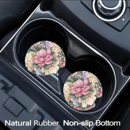 Car Coasters for Cup Holders - Retro Flower Floral - color: Retro Flower Floral