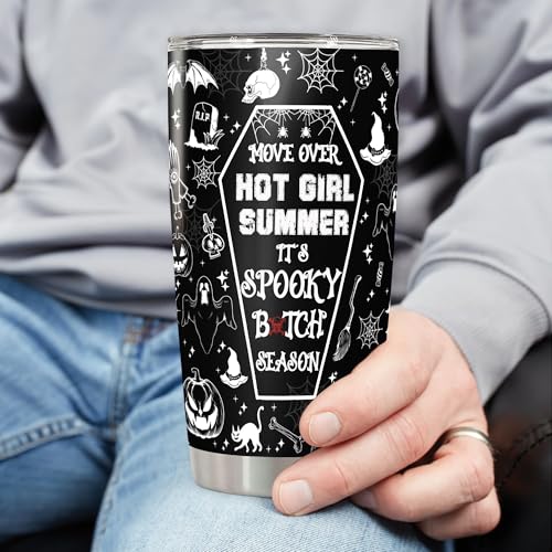 Personalized Halloween Tumbler Custom Name Witch Travel Mug Coffee Insulated Cup with Lid Stainless Steel 20Oz 30Oz Gifts for Women Girls Spooky Season - color: Halloween 567