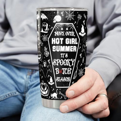 Personalized Halloween Tumbler Custom Name Witch Travel Mug Coffee Insulated Cup with Lid Stainless Steel 20Oz 30Oz Gifts for Women Girls Spooky Season - color: Halloween 567