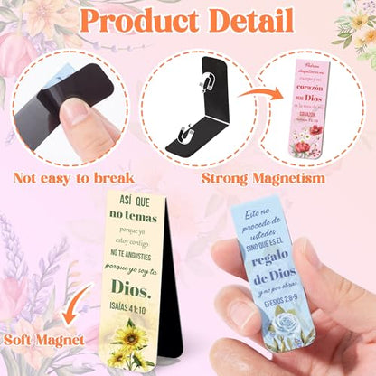 Haooryx Spanish Bible Verse Magnetic Bookmarks Motivational Page Markers - style: Spanish Floral