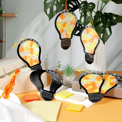 Motipuns 32 Sets Sunday School VBS Light Suncatcher Crafts Bible Kits - style: Light Bulb