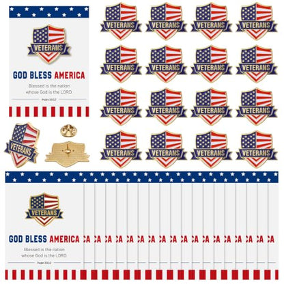 Quelay 30 Sets Veteran Pins Bulk with Cards United States Veterans Patriotism Pin Lapel for Veterans Gifts Soldier Appreciation Clothes Backpacks Hats - style: Veterans Patriotism