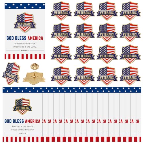 Quelay 30 Sets Veteran Pins Bulk with Cards United States Veterans Patriotism Pin Lapel for Veterans Gifts Soldier Appreciation Clothes Backpacks Hats - style: Veterans Patriotism