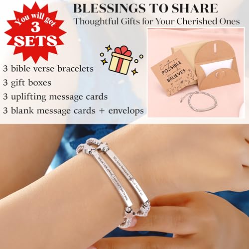 kilofly Set of 3/6 Bible Verse Bracelet Christian Unique Religious Gift for Women - style: Love Set3