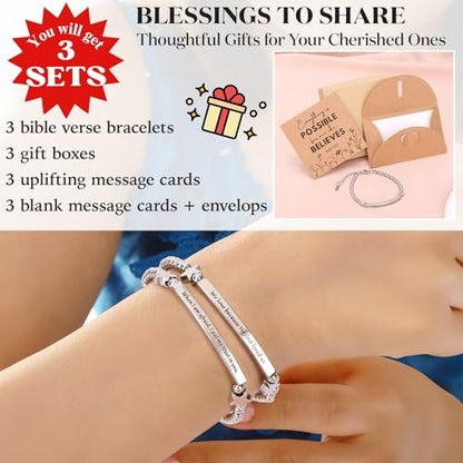 kilofly Set of 3/6 Bible Verse Bracelet Christian Unique Religious Gift for Women - style: Love Set3