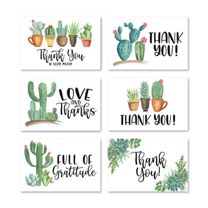 24 Bulk Thank You Cards with Envelopes Blank Cute Thank You Notes - color: Succulent
