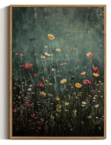Green Wildflower Framed Canvas Wall Art 12x16 inch - color: Wildflower-green, size: 12"x16" Natural