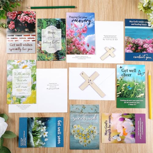 50 Pack Christian Get Well Cards with Envelopes, 10 Designs, 4 x 6 Inch - style: Landscape