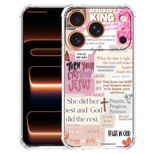 Christian Quotes Aesthetic Vintage Jesus Bible Verse Collage Pattern,Soft TPU Bumper Case for iPhone 17 Pro Max,#3 - color: Bible 3, size: iPhone 17 Pro Max