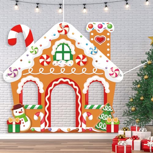 WovWeave Gingerbread House Photo Backdrop Selfie Frame 71 X 65 Inch - style: Gingerbread House