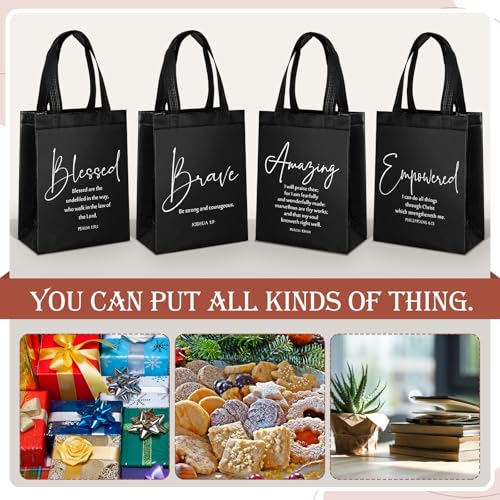 Aliceset 40 Pcs Christian Gift Bags with Bible Verse, Black, Black - color: Black