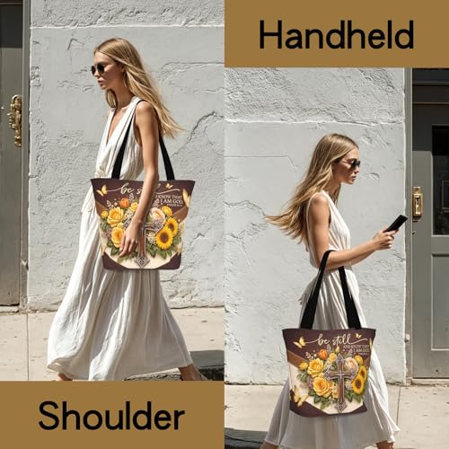 Bible Tote Bags For Women Religious Church Bag Christian Tote Bags Inspirational For Women Organizer Christian Gift - color: Bible Cross 3
