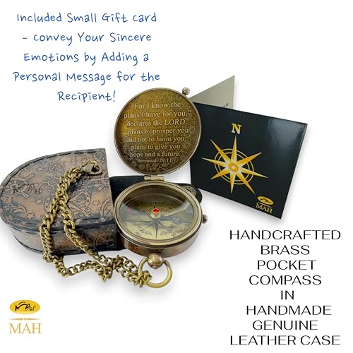 Handmade Religious Brass Compass Gift with Engraved & Embossed Faith Messages – Inspirational Christian Religious Gift Keepsake for Baptism, Confirmation, Christening, First Communion or Christmas - style: For I Know – Edition 1