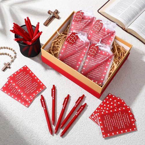 30 Set Valentine's Day Christian Gifts Bulk Bible Verse Notepads Religious Ballpoint Pens and Inspiring Quote Card Journals Gifts for Sunday School Church Friends Office Supplies