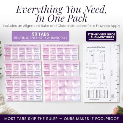 90 Christian Bible Tabs for Women & Men - Lavender Marble - color: Lavender Marble
