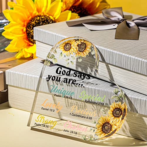 Chunful Christian Gift Women Heart Paperweight Scripture Decor, Sunflower - style: Sunflower