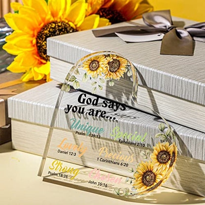 Chunful Christian Gift Women Heart Paperweight Scripture Decor, Sunflower - style: Sunflower