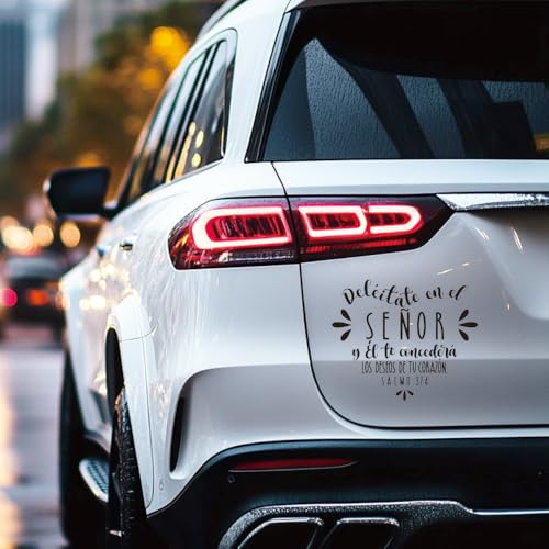 Religious Spanish Quote Car Sticker, Scripture Verse Auto Window Decal - color: Black