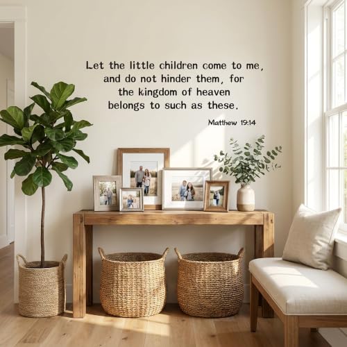 Blinggo Matte Black Matthew 19 14 Bible Vinyl Wall Decal Christian Faith - size: 22'' Width