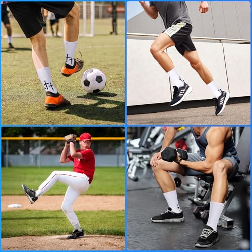 Meudid Grip Soccer Socks with 3 Crosses - Anti-Slip Christian Sock with Bible Verse for US 6-13