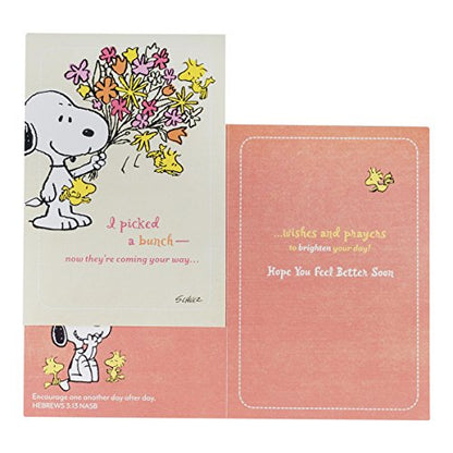 DaySpring - Peanuts - Get Well - 4 Design Assortment with Scripture - 12 Get Well Boxed Cards & Envelopes