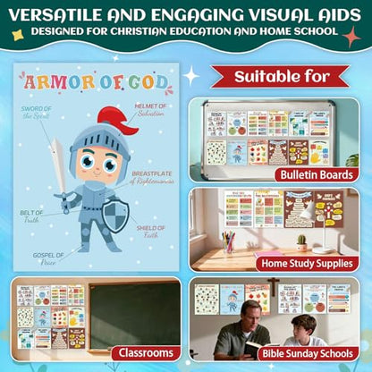 XKDOUS 12Pcs Sunday School Decorations for Classroom, 11"x14" Bible Poster
