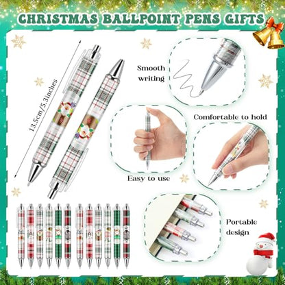 36 Pcs Christmas Pens Bulk Gift Cute Red and Green Buffalo Plaid Xmas Party Favors Retractable Ballpoint Gel Ink Pens Novelty Santa Claus for Adults Office Supplies Rewards Stockings Stuffers (Plaid) - style: Plaid