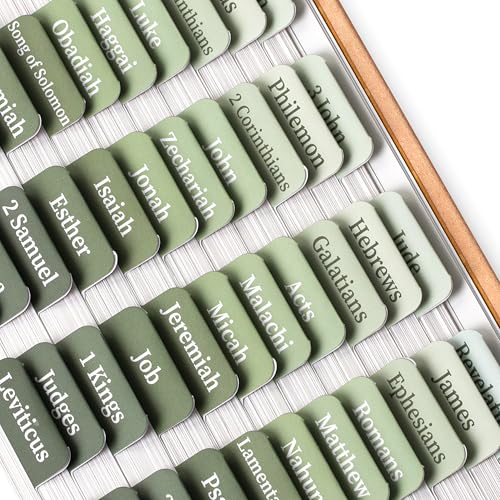 Mr. Pen- Laminated Bible Tabs, 75 pcs, Easy-to-Read & Apply - color: Sage Green
