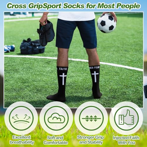 Chicingyou 6 Pairs Cross Grip Soccer Socks Religion Crew Socks - color: Black