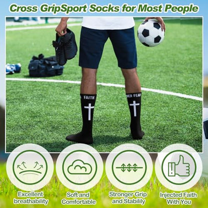 Chicingyou 6 Pairs Cross Grip Soccer Socks Religion Crew Socks - color: Black