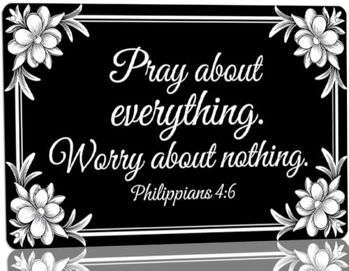 Rustic 'Pray About Everything Worry About Nothing' Metal Sign, Scripture Inspirational Quotes Black Bible Verses Plaque Wall Art for Prayer Room, Living Room & Office Decor, Ideal Holiday Gifts - color: P6