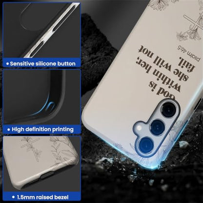 Compatible with Samsung Galaxy S24 Full Body Matte Case Hard Shell Shockproof Screen Lens Protection for Girl Boy Cute Pattern Christian Bible Verse Religious Scripture Jesus - color: Christian Bible Verse Religious Scripture Jesus, size: Samsung Galaxy S