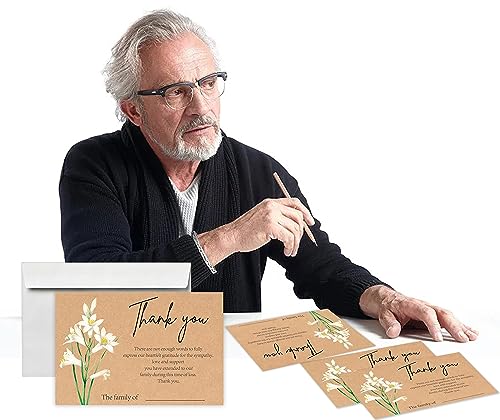 lily Minimalism Funeral Thank You Cards with Envelopes,Fillable Funeral Thank You Cards,Thank You Notes,Thank You Notes With Envelopes Set,Floral Thank You Cards,Personalized Thank You Cards,G5 - color: multicolorGX05