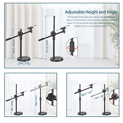 Overhead Phone Stand for Recording - Phone Desktop Stand Adjustable Height and Angle with Stable Round Base,Perfect for Product Live Streaming Shop(36-52CM)