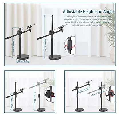 Overhead Phone Stand for Recording - Phone Desktop Stand Adjustable Height and Angle with Stable Round Base,Perfect for Product Live Streaming Shop(36-52CM)