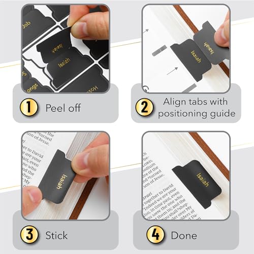Mr. Pen- Laminated Bible Tabs, 75 pcs, Black, Gold Foil Embossed Lettering - color: Black (Gold Foil Lettering)