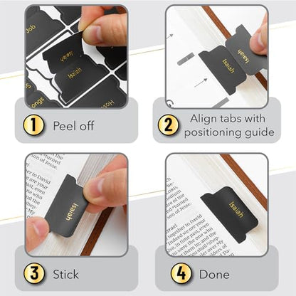 Mr. Pen- Laminated Bible Tabs, 75 pcs, Black, Gold Foil Embossed Lettering - color: Black (Gold Foil Lettering)